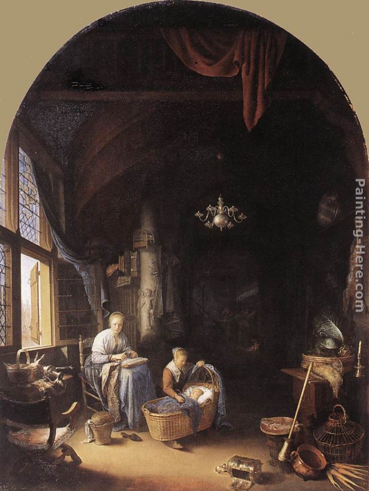 Young Mother painting - Gerrit Dou Young Mother art painting